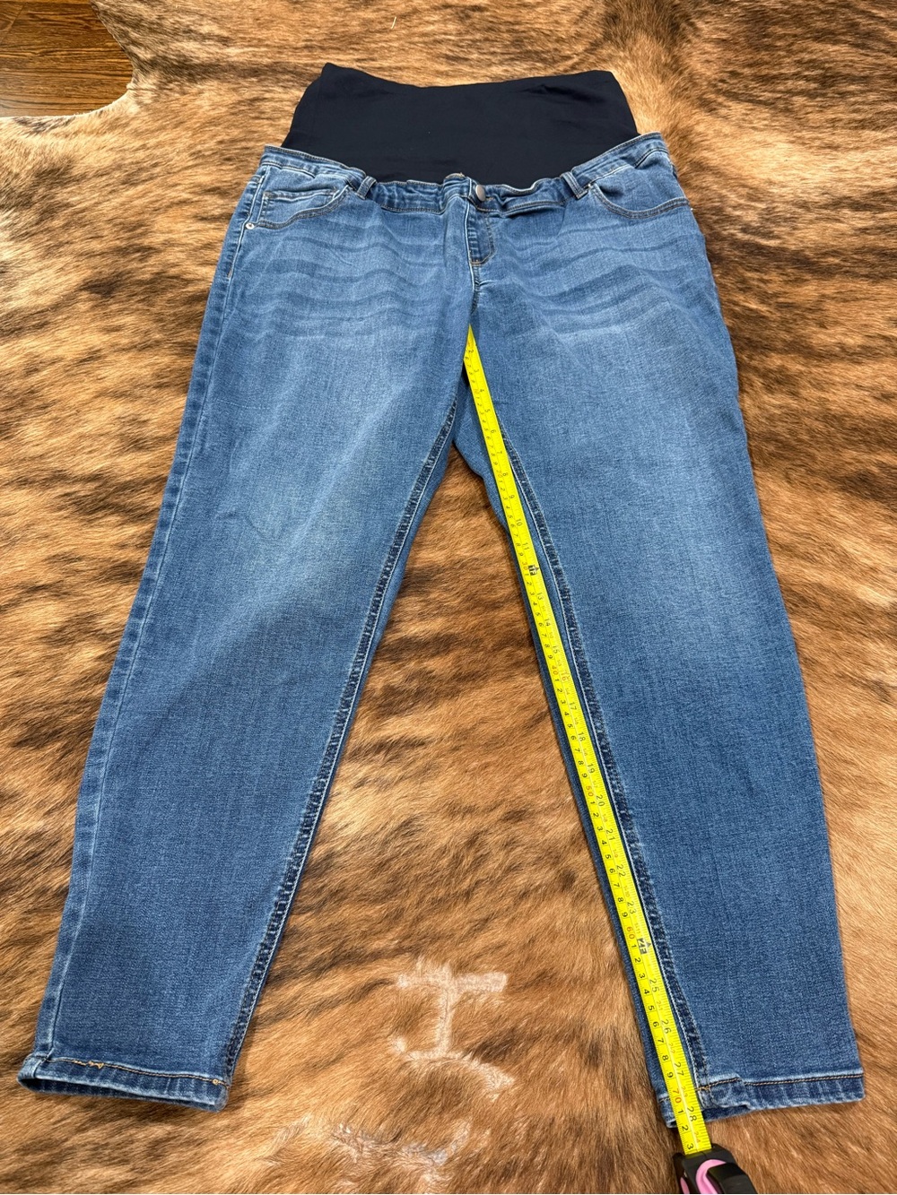 Time and Tru Blue Maternity Skinny Jeans with Black Waistband